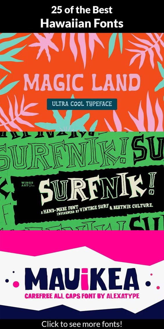 25 of the Best Hawaiian Fonts - Image for Pinterest
